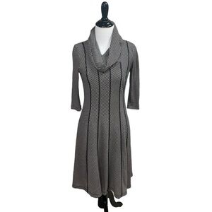 Robbie Bee Vintage Women's XS Fit & Flare Knit Dress 3/4 Sleeves Herringbone
